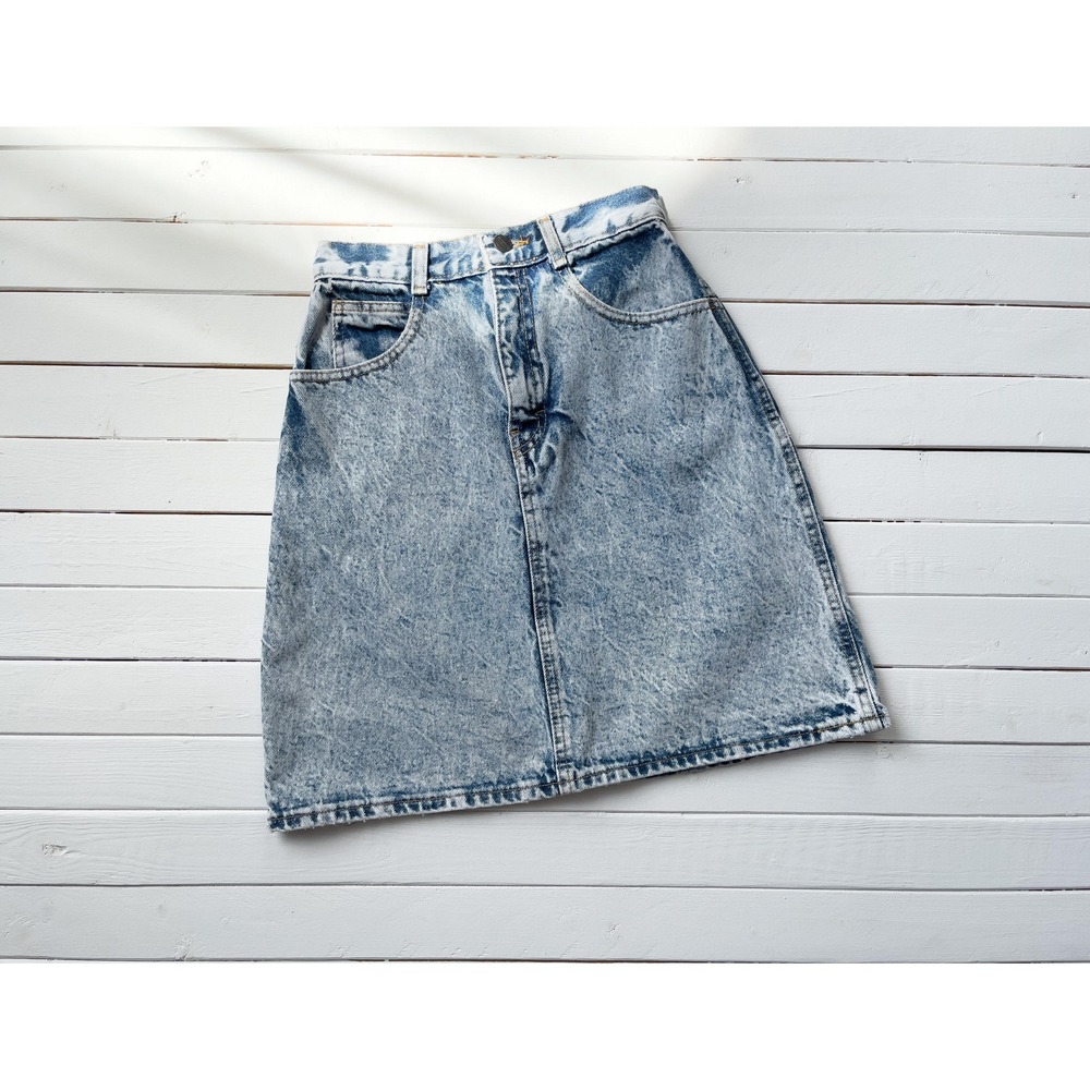acid wash skirt 80s vintage‎ short mini jean skirt